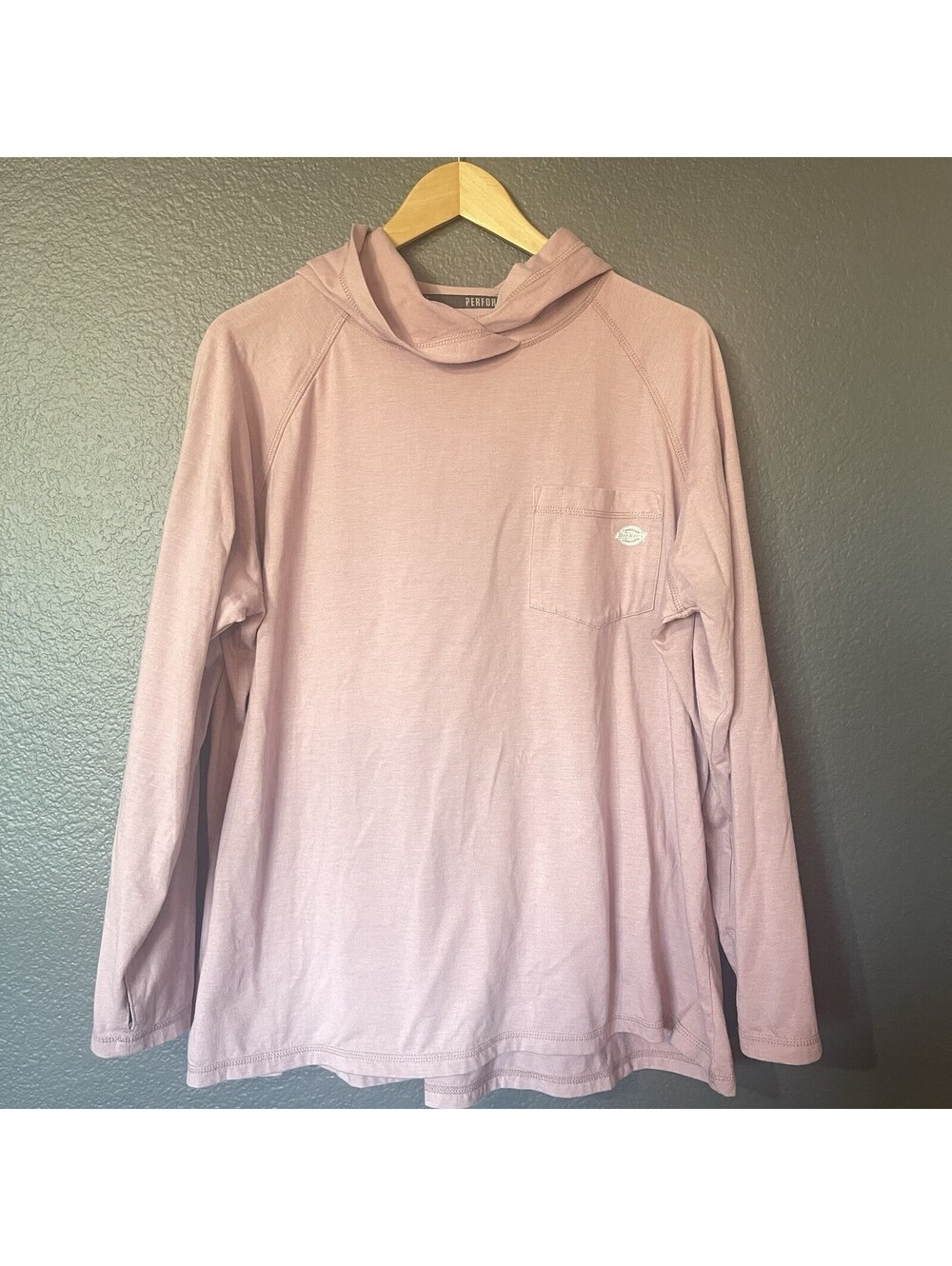 Dickies Temp-iQ Women 1X Pink Lightweight Performance Hoodie Plus UPF Thumbholes